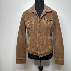 Aeropostale Y2K Corduroy Sherpa Jacket Brown Lorelai Gilmore L